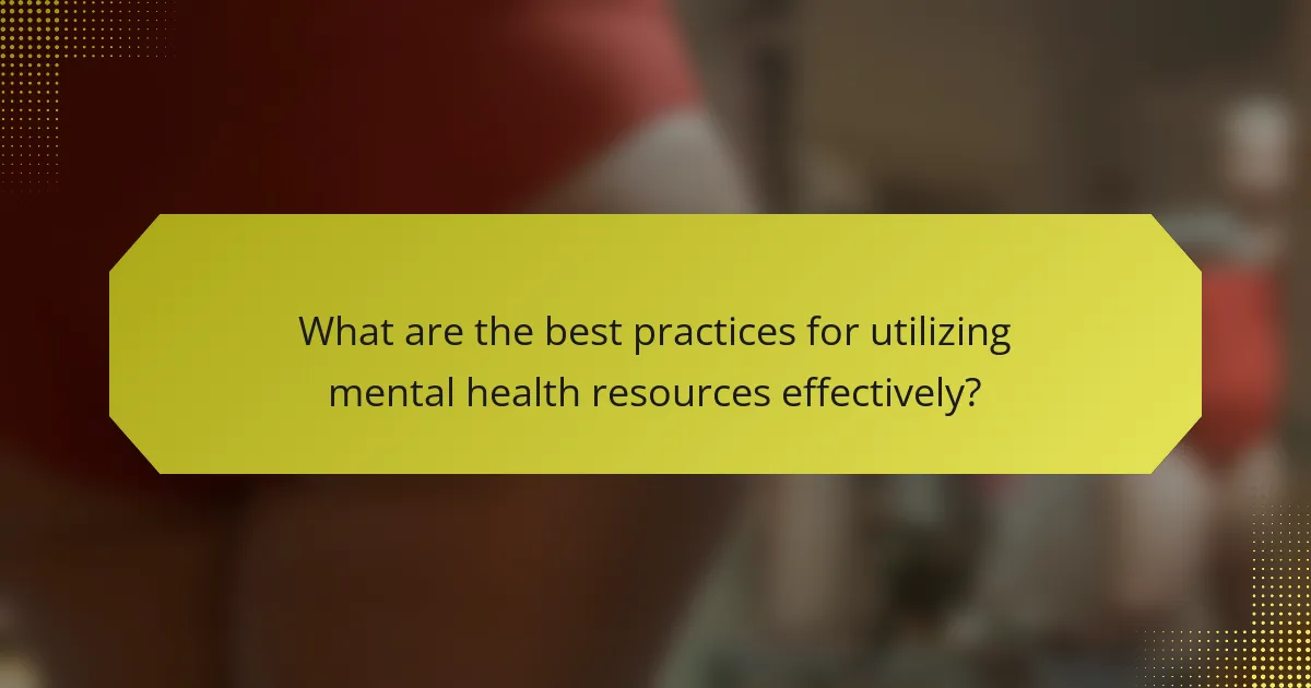 What are the best practices for utilizing mental health resources effectively?