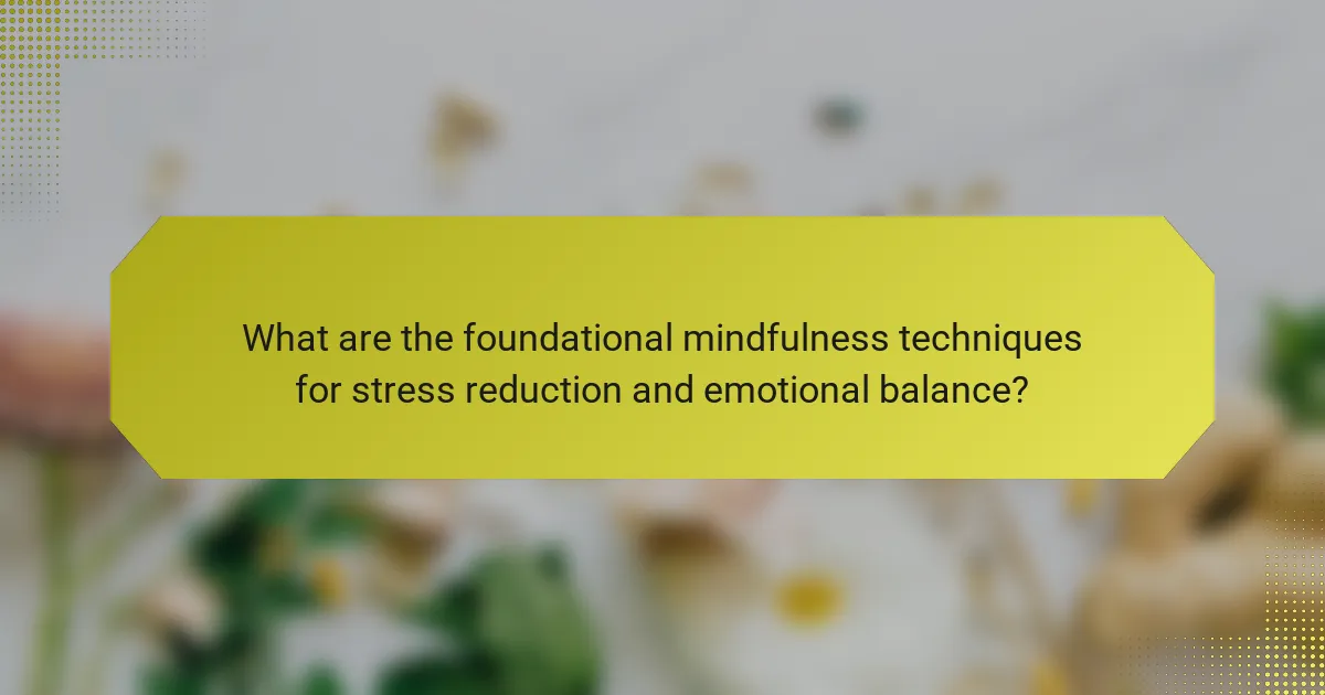 What are the foundational mindfulness techniques for stress reduction and emotional balance?