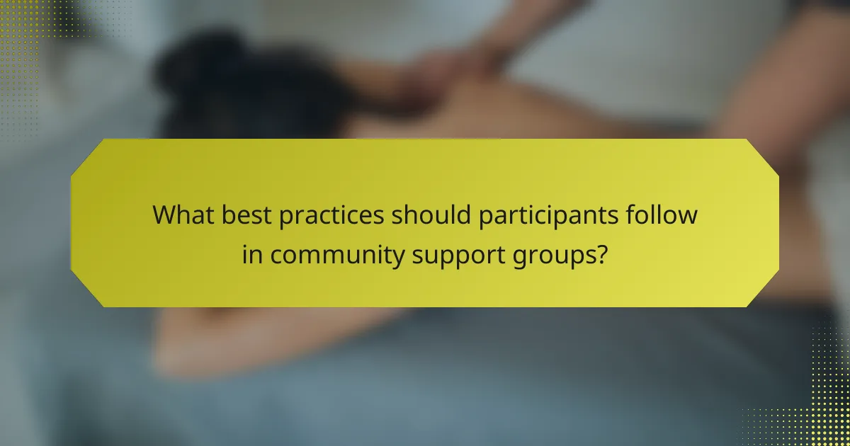 What best practices should participants follow in community support groups?