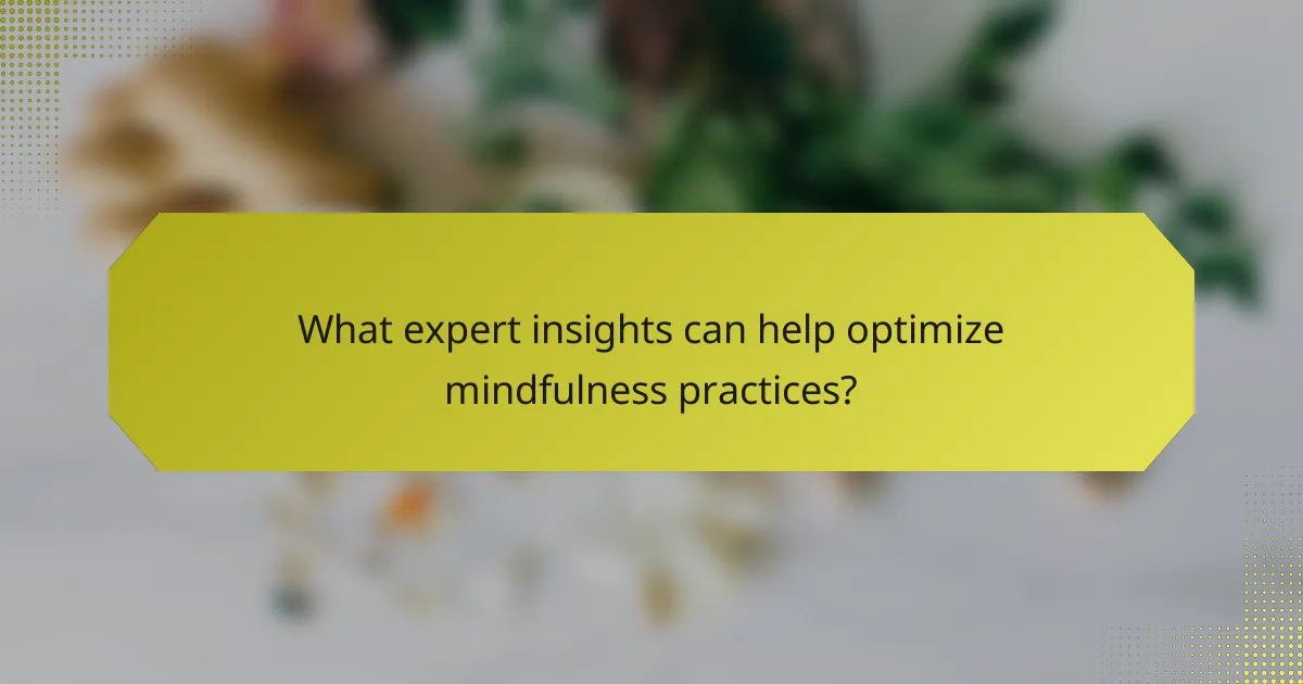 What expert insights can help optimize mindfulness practices?