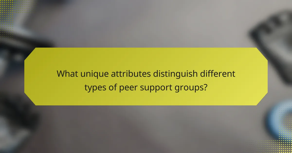 What unique attributes distinguish different types of peer support groups?