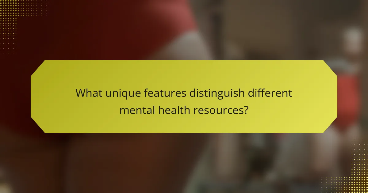 What unique features distinguish different mental health resources?