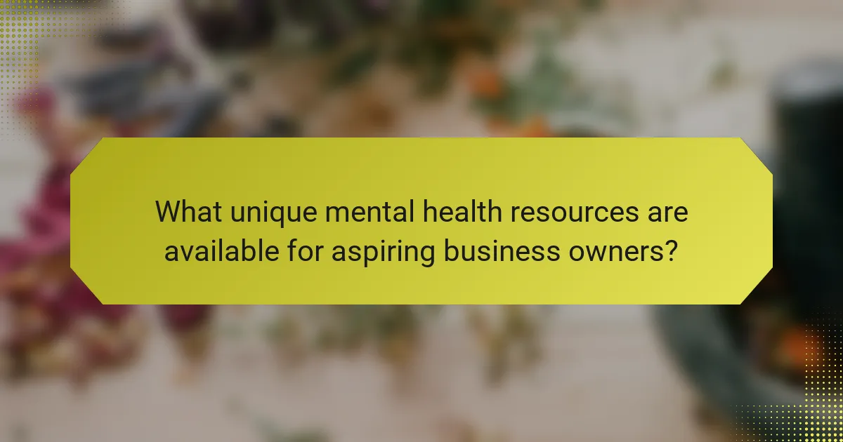 What unique mental health resources are available for aspiring business owners?